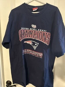 New England Patriots Super Bowl 36 Champions T Shirt Vtg 2002 NFL Football XL - Picture 1 of 9