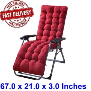 67"Lounge Chair Cushion Tufted Soft Outdoor Rocking Seat Deck Chaise Pad W/ Ties - Picture 1 of 19