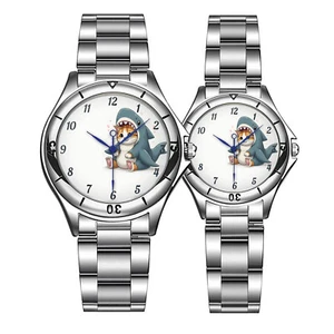 Reloj My Cat is a Shark - Correa de metal, esfera blanca, divertido diseño único de gatito - Imagen 1 de 5