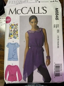 McCALL's M6846 Misses Flounce Draped Tunic Top Belt Sewing Pattern Size 14-22 FF - Picture 1 of 3