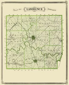 Mapa histórico del condado - Lawrence County Indiana - Baskin 1876 - 23 x 28,57 - Imagen 1 de 20
