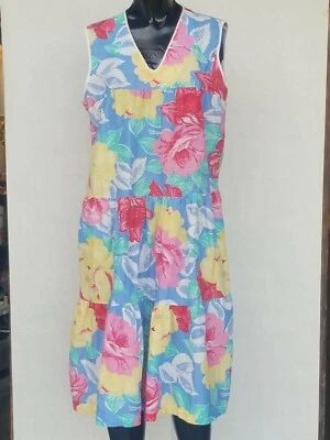 Дома бабушка носить цветочный печать яркий коттедж оборки платье женщин сделано в США  - Изображение 1 из 4