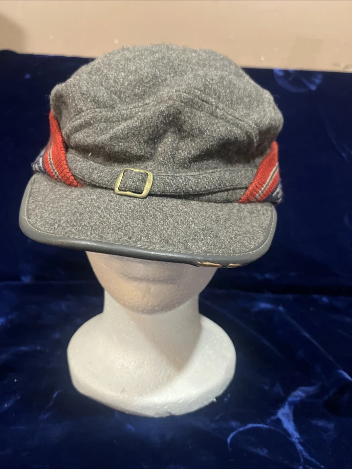 1930’s Lana Hombre’s Gorra Paperboy Vintage Orejeras Fundas Gris Rojo y Azul Foto 1 de 4