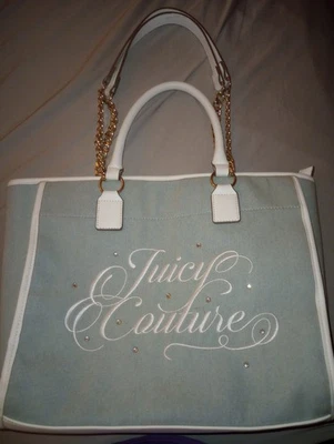 Bolso de Playa Juicy Couture Denim Diamante Bordado Acentos Dorados Foto 1 de 4