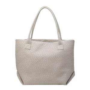 Geflochtene Ledertasche Handtasche, Mode Luxus große Kapazität Schultertasche (beige) - Bild 1 von 6