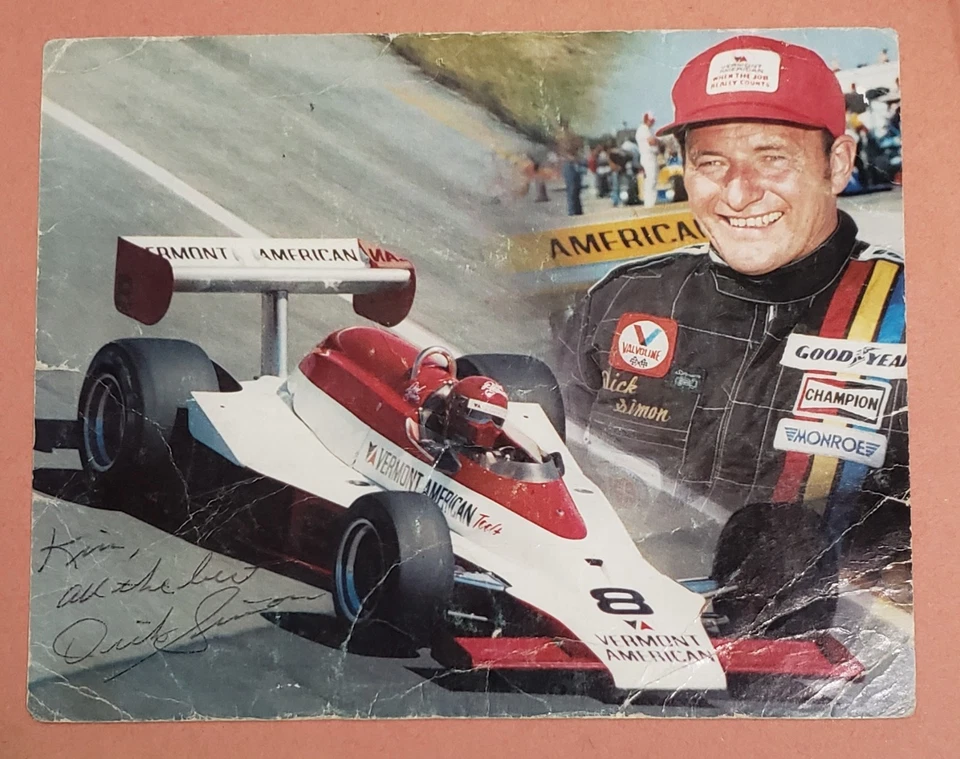 1980 Dick Simon #8 Formula 1 Car Vermont American Autographed Picture Indy 500 - Image 1 of 4