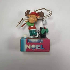 Vtg GOLFING MOOSE Ornament Golf Christmas Collectible WORKSHOP RUDOLPHLAND 2" - Picture 1 of 3