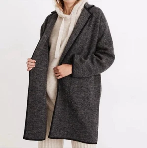 Madewell Herringbone Courton Sweater Coat Pockets Merino Wool Oversized Small - Picture 1 of 13