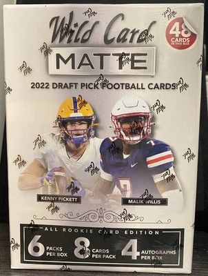 2022 Wild Card Matte Draft Pick Football Cards Sealed Box 4 Autographs 48 Cards - Image 1 of 4