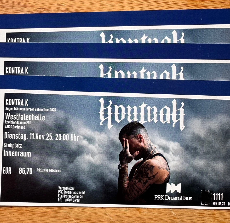 Kontra K Dortmund 11.11.25 Innenraum 3 Tickets - Bild 1 von 1