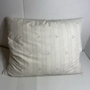 Vintage Feather Pillow White/ Gray Ticking Case Standard Mid Century Bedding - Picture 1 of 8