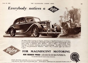 Riley Car Print Ad 1953 Riley Motors Limited Saloon Oxford UK Automotive BMC - Picture 1 of 1