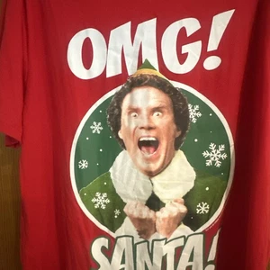 Elf Omg Santa Big Face T-Shirt- Size XXL Short Sleeves, Red Xxlarge - Picture 1 of 5