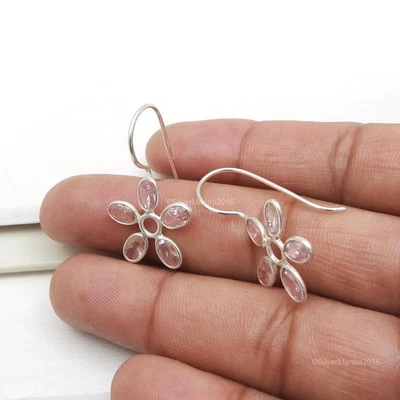 Ovale Naturale Zircone Cubico 925 Argento Pendente Sorella Gancio Lunetta Paio - Immagine 1 di 4