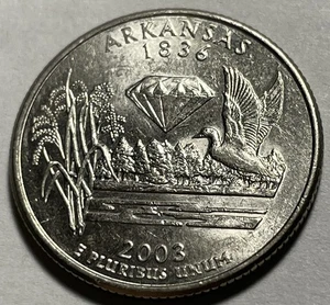 2003 D Arkansas Statehood quarter circulated - Picture 1 of 3