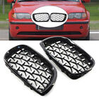 For BMW E46 4 Door 2002-2005 Black Grille Diamond Metero Style Front Grill Mesh