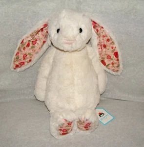 Jellycat Medium Blossom Cream Bunny Berry Plush Strawberry Easter Authentic NWT - Picture 1 of 3