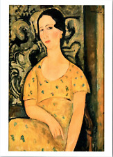 Portrait Art Postcard Woman in a Yellow Dress (1918) by Amedeo Modigliani i1i