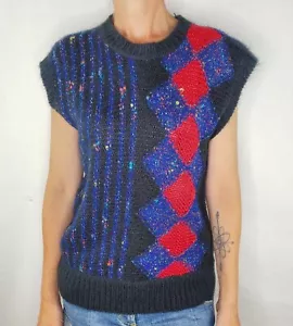 Vintage 80er Expressly for Joyce schwarz Acryl Strick ärmellos Pullover Weste Medium - Bild 1 von 6