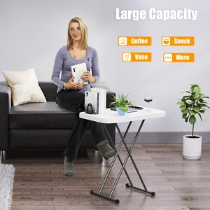 Height Adjustable Folding Table Snack Desk Laptop Table Small Computer Desk - Picture 1 of 12