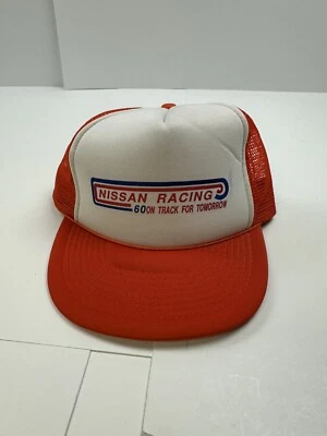 VTG 80s Nissan Racing SnapBack Hat Mesh Trucker Cap Red Motorsports Classic - Image 1 of 4