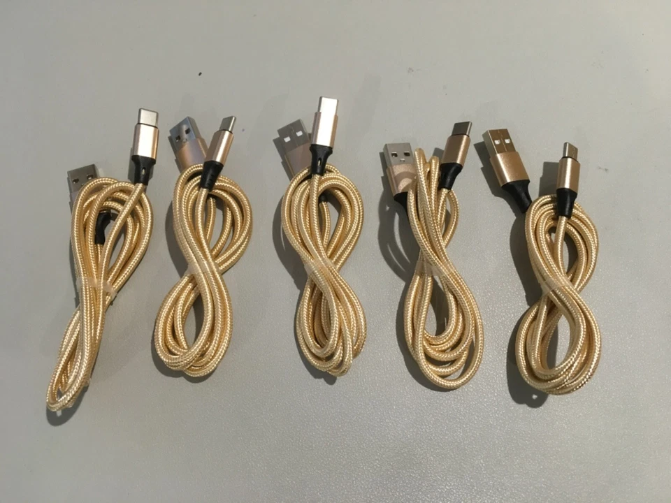 LOT OF (5) USB-C Charger Cable For Android Phone Nylon Braided 1 Meter 1M Cord - Image 1 of 1