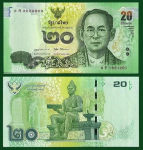 Thailand P118, 20 Baht, King Rama IX / King Ramkhamhaeng, UNC see UV & w/m image - Picture 1 of 3