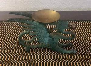 Antico drago bronzo asiatico 3,5 candela porta incenso grifone gotico~patina Xlnt - Foto 1 di 8