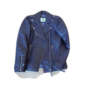 TAUSHIF Women's Size Large Soft Purple Leather Full Zip,Quilt Detail & Buckles - Picture 1 of 12