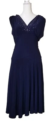 Vestido Body Central Azul Marino Tejido Mujer Talla L Falda Completa Con Tachuelas en Busto Foto 1 de 4