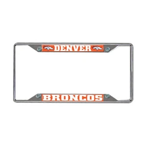 New Football Denver Broncos Chrome License Plate Frame Metal 12.5" x 6" - Picture 1 of 1