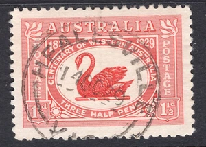 1929 Australia Swan WA Centenary HEALESVILLE VIC - Picture 1 of 1