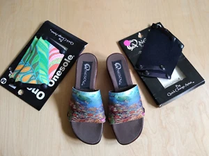 Wedge Onesole Sandals Women Slip On W/ 3 Extra tops Black Size 5 Platform Boxed - Picture 1 of 8