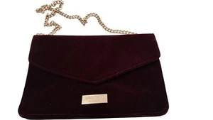 Jimmy Choo Burgundy Velvet Envelope Purse Chain Strap T2720 SZ1 - Picture 1 of 7