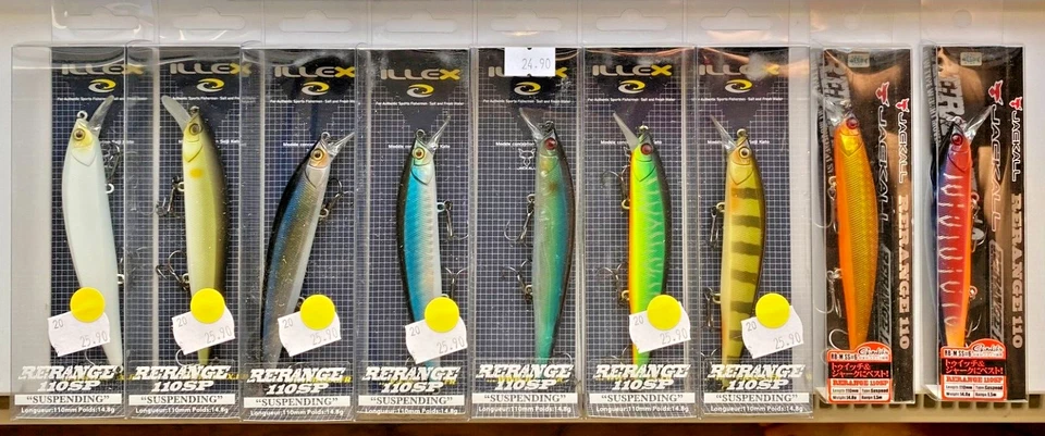 9x Illex Jackall Rerange 110 SP Angelköder Wobbler Set - Bild 1 von 1