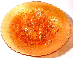 "POPPY SHOW" 9 1/2" PLATE FANTASTIC MARIGOLD CARNIVAL GLASS BY NORTHWOOD - Picture 1 of 7