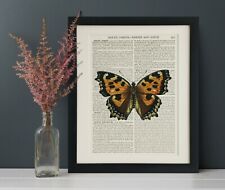 Vintage Book Page Art Print, ORANGE BUTTERFLY, Dictionary Wall Art Picture