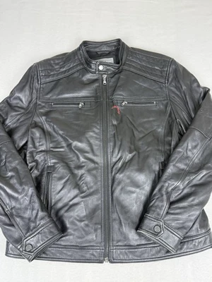MK Michael Kors James Dean Chaqueta Moto Cuero Negro XL Hombre Foto 1 de 4