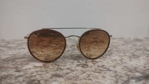 Ray Ban RB 3647-N 001/70 Round Double Bridge Gradient Gold Mirror Sunglasses 51m - Picture 1 of 10