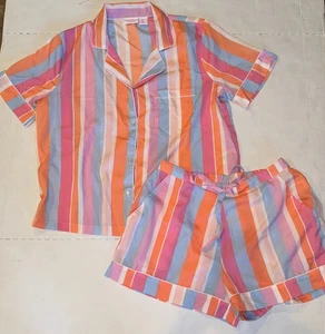 Tommy Bahama Damen Pyjama Set mehrfarbig gestreift Shorty Größe M/S - Bild 1 von 5