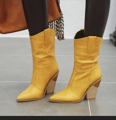 Женские сапоги на танкетке ковбойские вестерн туфли 38 - Изображение 1 из 4