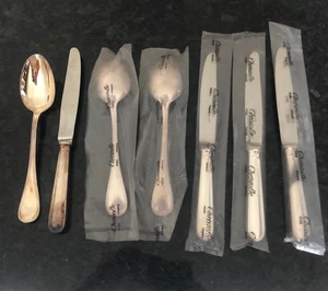 RARE LOT 7 CUILLERES / COUTEAUX CHRISTOFLE dont 5 SOUS BLISER - Picture 1 of 4