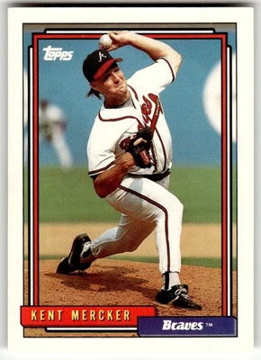1992 Topps #596 Kent Mercker Atlanta Braves Baseball - Image 1 of 2