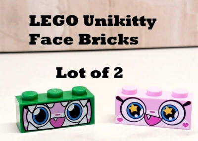 LEGO Kitty Face Bricks Lote de 2 Gafas Unikitty Rosa Verde Dinosaurio Impreso 1x3 Foto 1 de 2