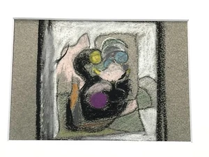 Vtg Abstract Impressionism Pastel Drawing 8x10” Duck Penguin Wearing Glasses Art - Picture 1 of 10