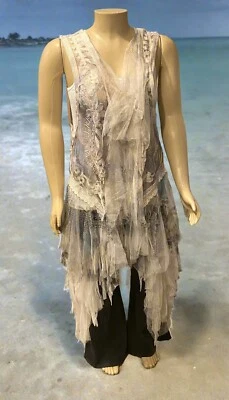 Origami Oversized Plus Size Ivory Multicolor  Vest 1XL - Image 1 of 4