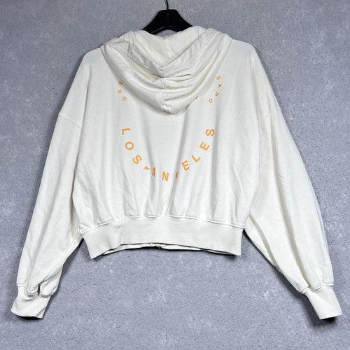 OFF WHITE Felpa con cappuccio Fabletics donna taglia media bianco sporco full zip