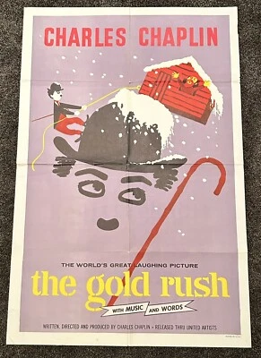 Original Charlie Chaplin 1 Blatt Filmplakat Goldrausch 27x41 | 50er Jahre Wiederveröffentlichung - Bild 1 von 4