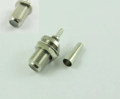 10pcs F Female Nut Bulkhead Window Straight Crimp RG174 RG316 RG179 RF Connector - Image 1 of 2