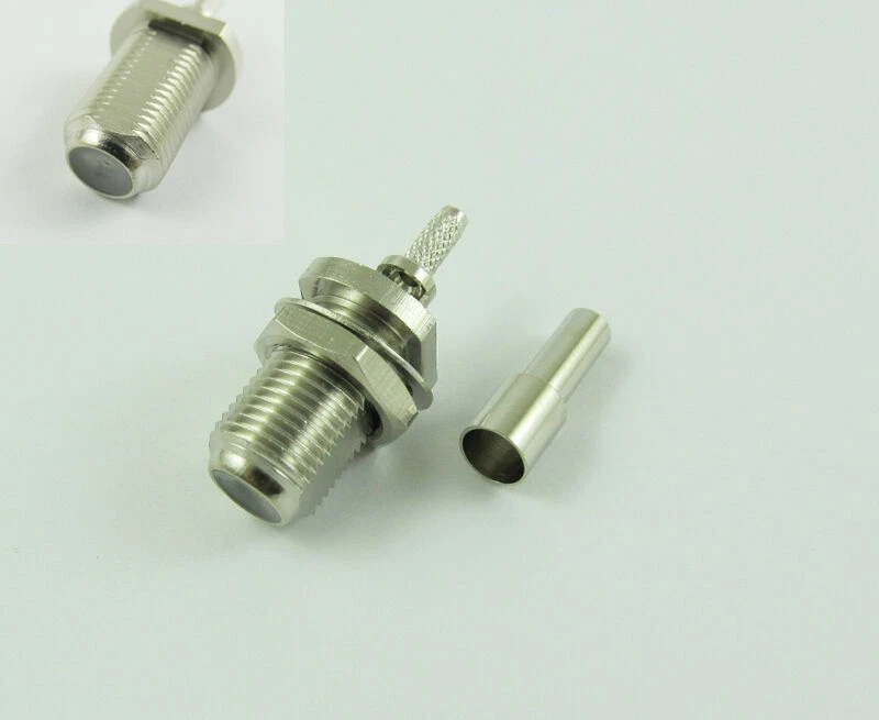 10pcs F Female Nut Bulkhead Window Straight Crimp RG174 RG316 RG179 RF Connector - Image 1 of 1